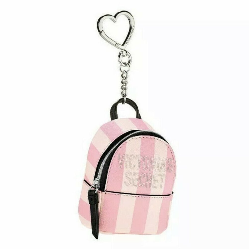 Victoria's Secret Pink Striped Backpack Keychain